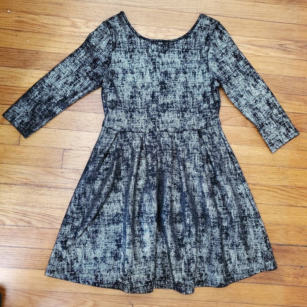 One Clothing Black and Gold Metallic Dress M Medium
